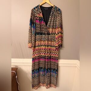 Sami + Dani Plus Size 18W Colorful Ikat Print Faux Wrap Maxi Dress